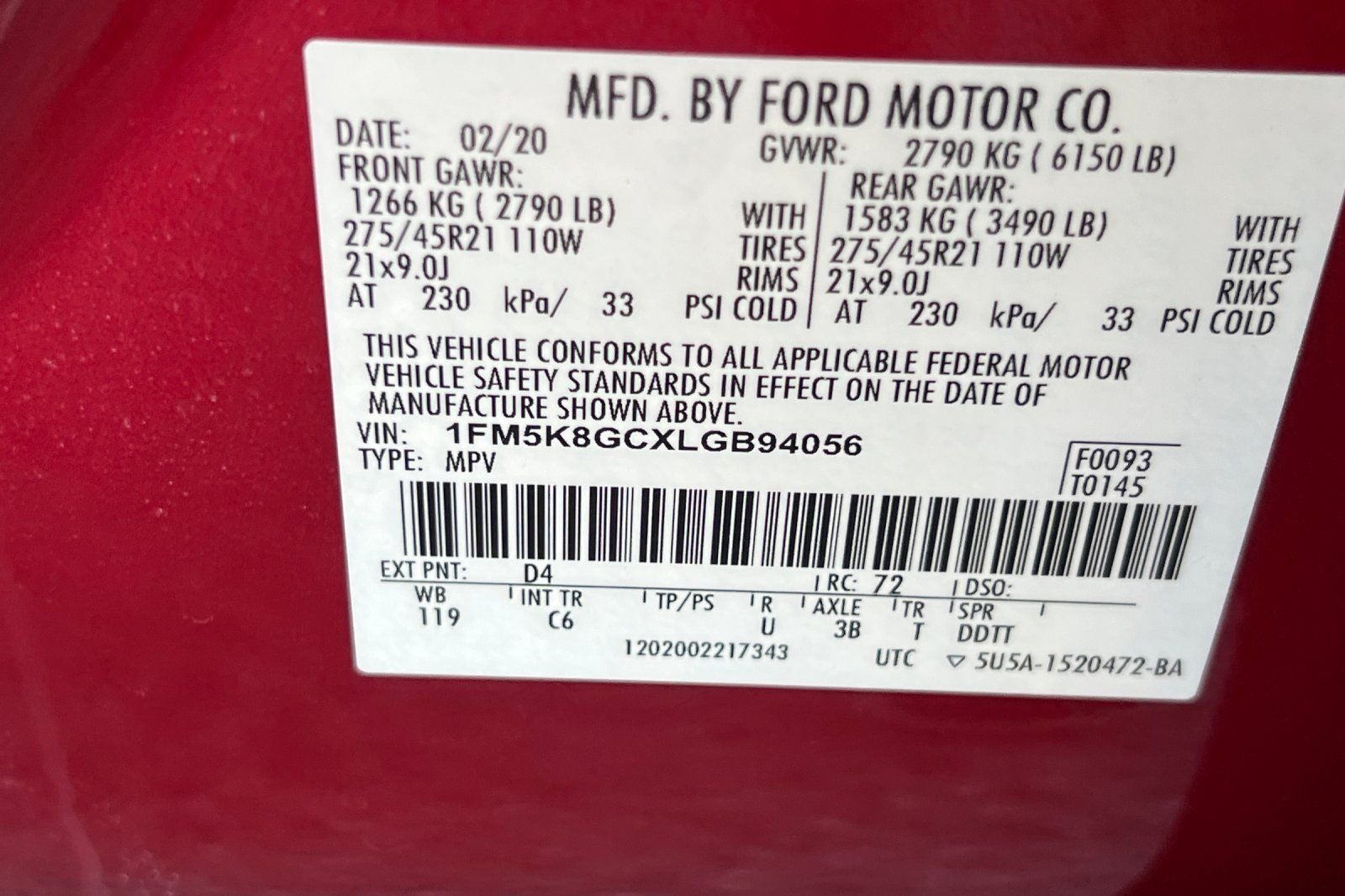 2020 Ford Explorer ST Equipment Group 400A