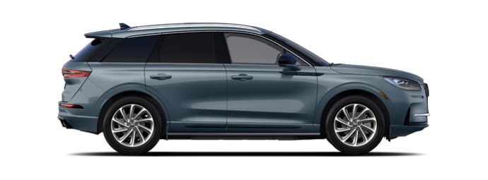 The passenger side of a Lincoln Corsair® SUV is shown in the Whisper Blue extra-cost exterior paint option. | Stevens Creek Lincoln in San Jose CA