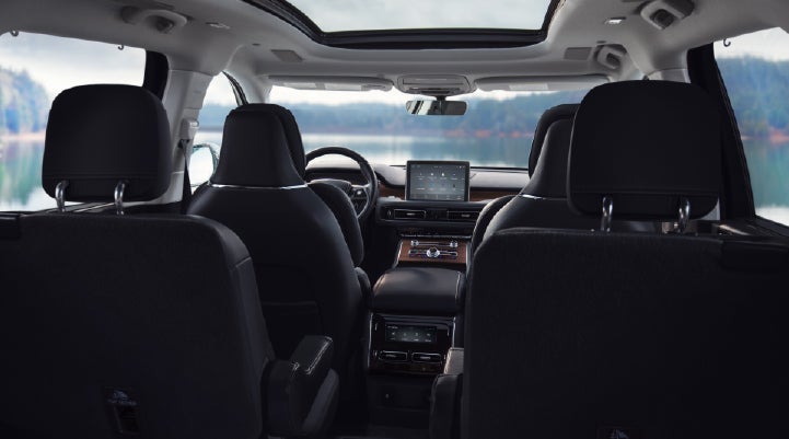 The interior of a 2024 Lincoln Aviator® SUV from behind the second row | Stevens Creek Lincoln in San Jose CA