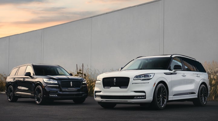 Two Lincoln Aviator® SUVs are shown with the available Jet Appearance Package | Stevens Creek Lincoln in San Jose CA