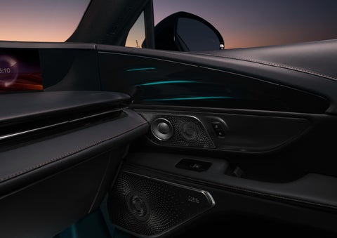 Selectable ambient lighting glows in the passenger door panel. | Stevens Creek Lincoln in San Jose CA