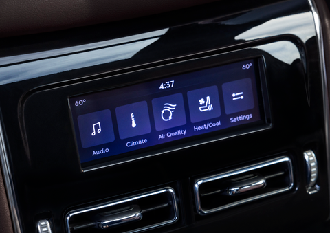Driver controls like music, temperature, air quality, settings, and heat/cool seats are shown. | Stevens Creek Lincoln in San Jose CA