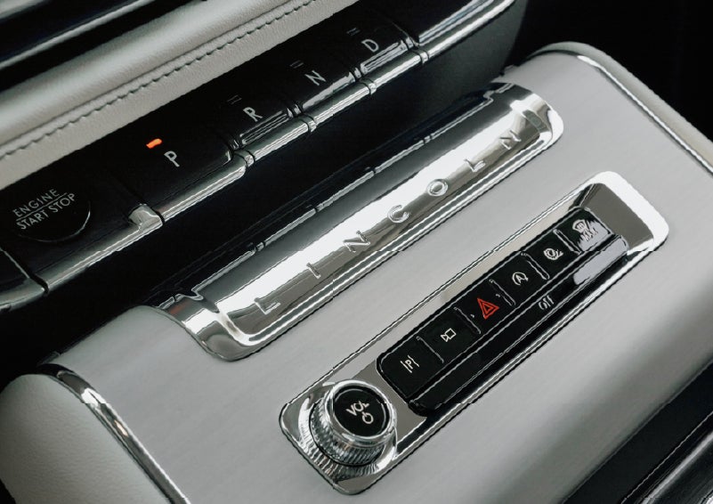 The piano key gear selector of a 2027 Lincoln Aviator® Back Label™ SUV. | Stevens Creek Lincoln in San Jose CA